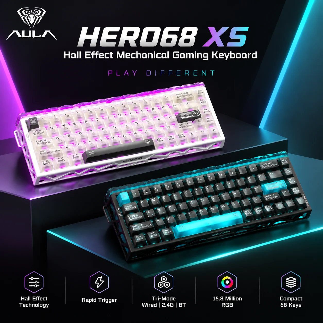 Pc Gaming Keyboard - Tastiera da gioco wireless Aula Hero68