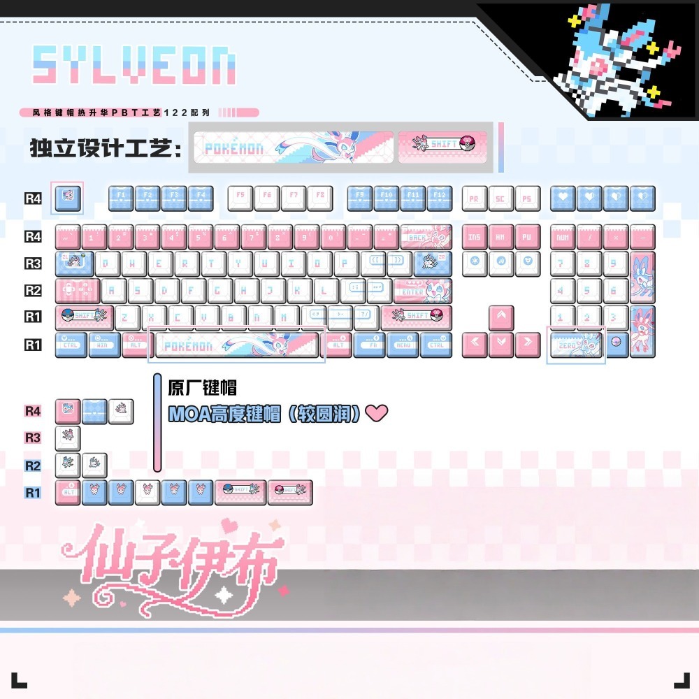 Pokémon Sylveon ‌   Keycaps Pe - Custom Keycaps recensione e prezzo